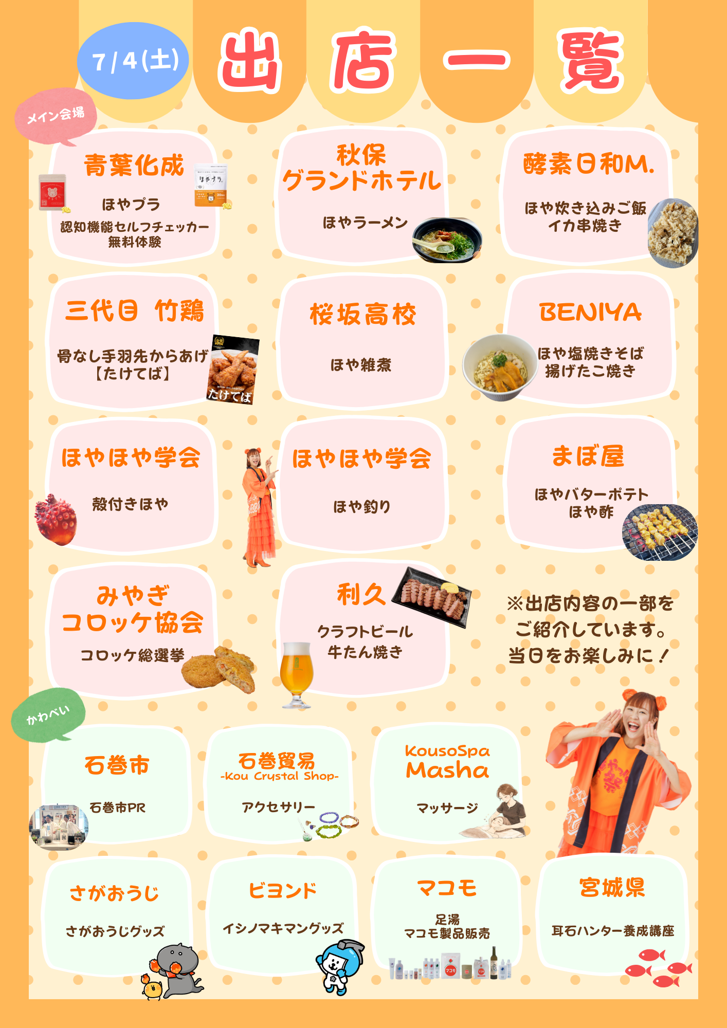 7/4（土）メイン会場 出店者一覧