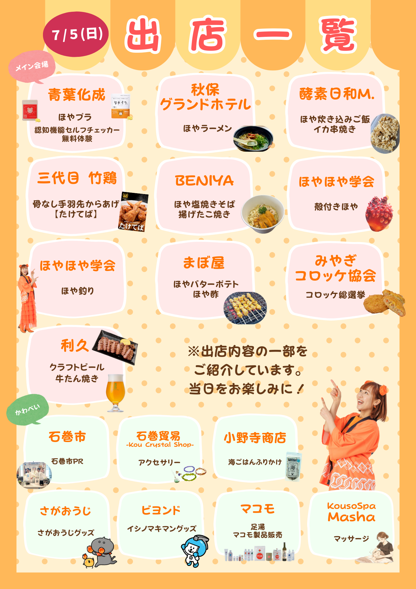 7/5（日）メイン会場 出店者一覧